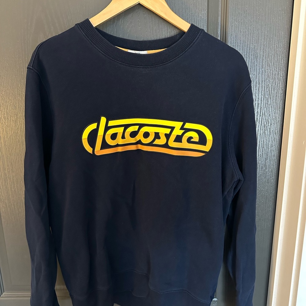 Lacoste Navy Sweatshirt with Yellow Logo